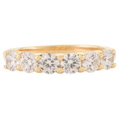 Brillante Moissanite Eternity Band Anillo de joyería fina para mamá en oro amarillo de 14k