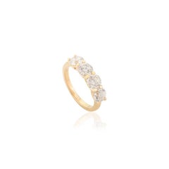 Brilliant Moissanite Wedding Band Ring for Women in 14k Solid Yellow Gold
