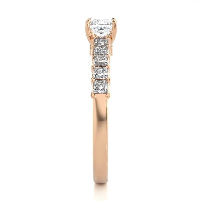 For Sale:  Brilliant Moissanite Wedding Ring for Her in Rose Gold Plated Sterling Silver 3