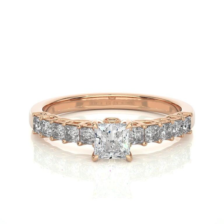 For Sale:  Brilliant Moissanite Wedding Ring for Her in Rose Gold Plated Sterling Silver 4