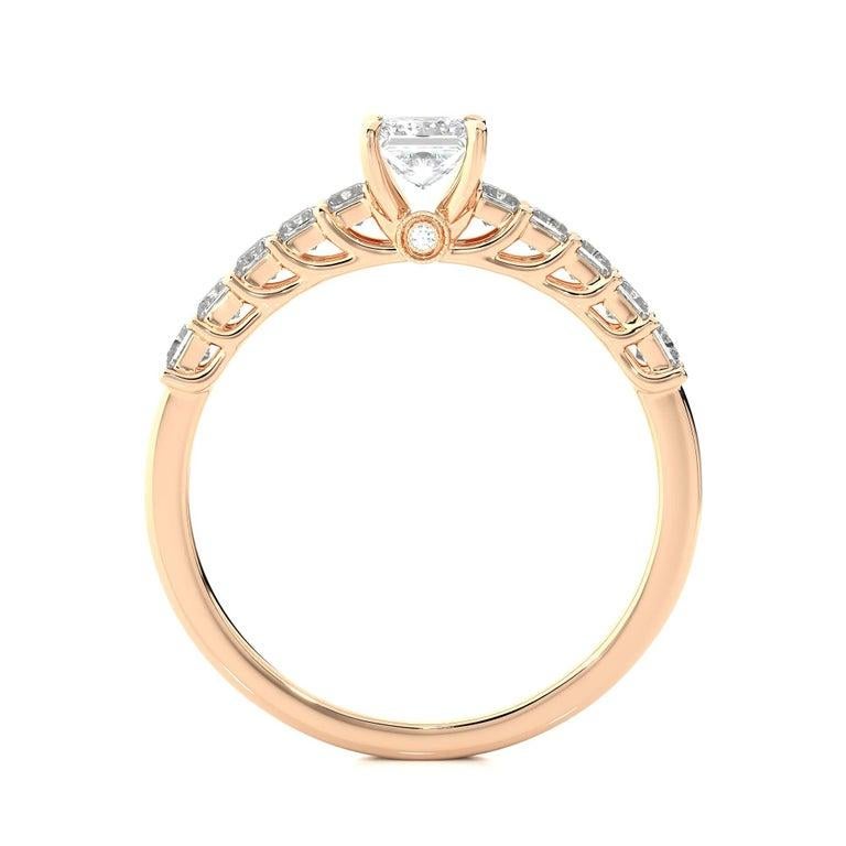 For Sale:  Brilliant Moissanite Wedding Ring for Her in Rose Gold Plated Sterling Silver 5