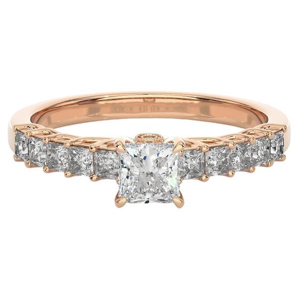 For Sale:  Brilliant Moissanite Wedding Ring for Her in Rose Gold Plated Sterling Silver