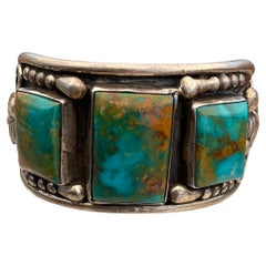 Brilliant Navajo William Singer Royston Turquoise Native American Cuff Bracelet