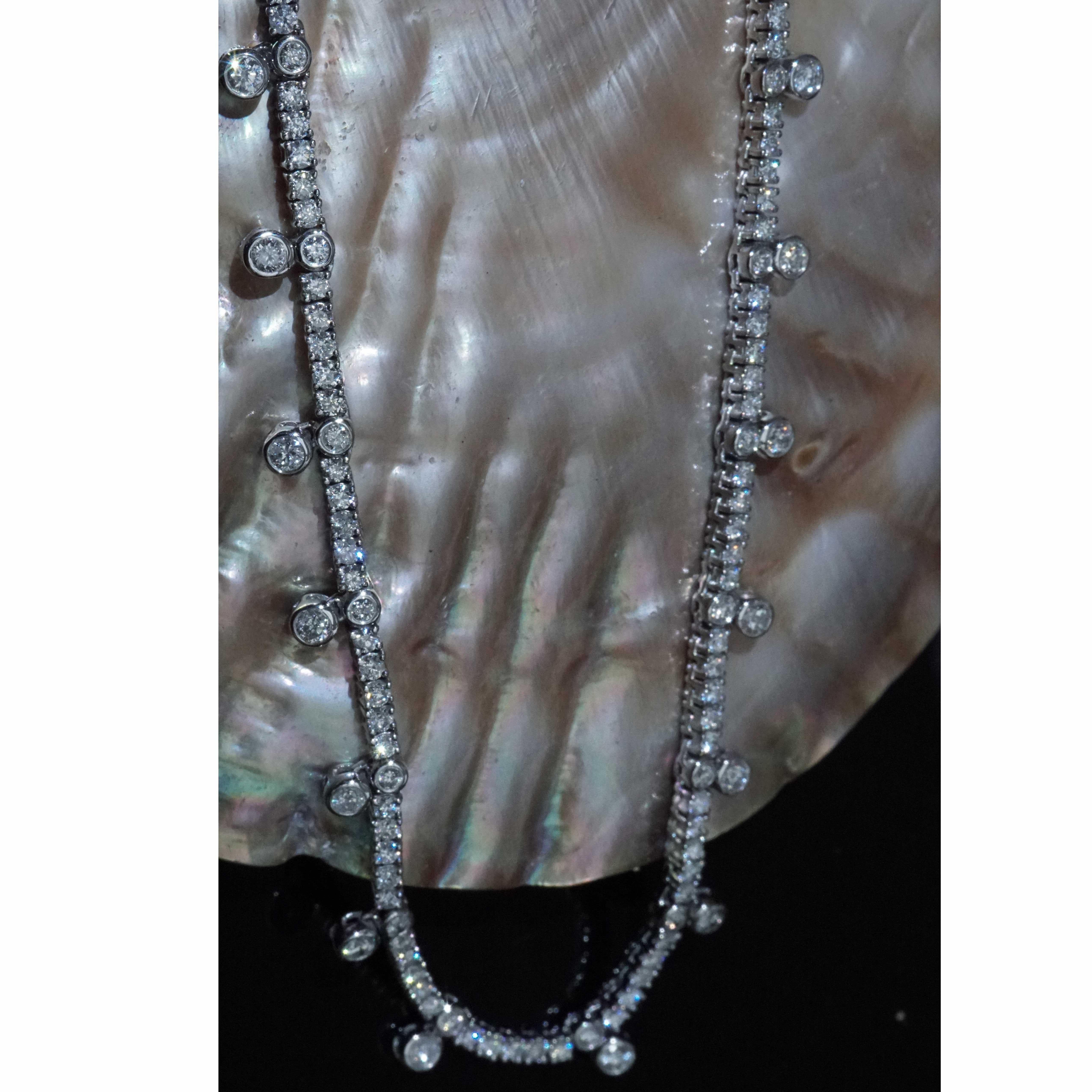 Brilliant Necklace 3.45 ct  170 Diamonds Gold Princess Jewelry Tennisnecklace For Sale 8