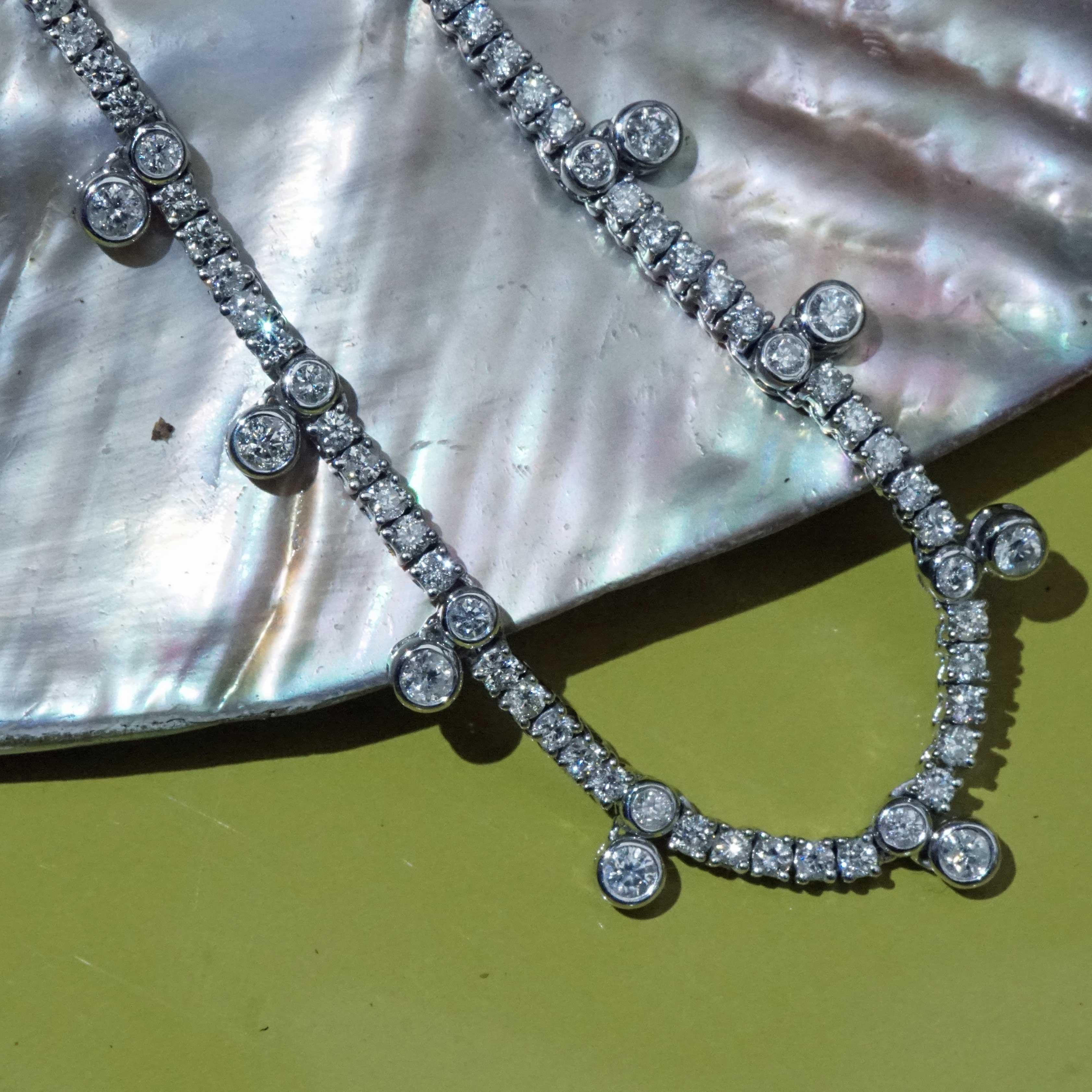 Brillant-Halskette 3,45 ct  170 Diamanten Gold Prinzessin-Schmuck-Tennishalskette im Angebot 9