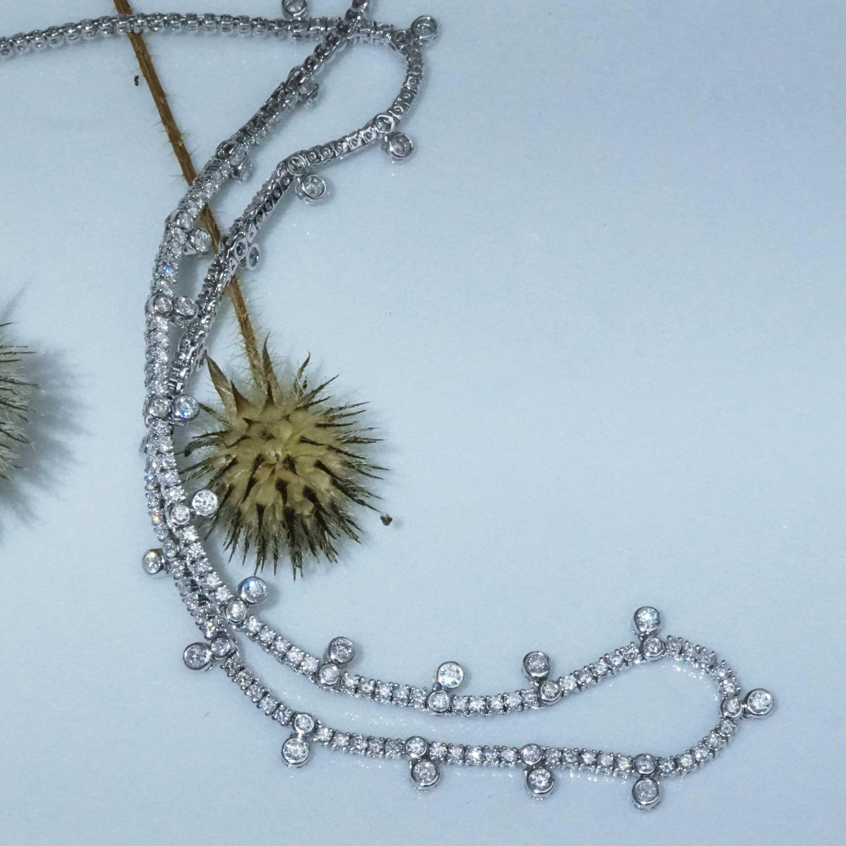 Modern Brilliant Necklace 3.45 ct  170 Diamonds Gold Princess Jewelry Tennisnecklace For Sale