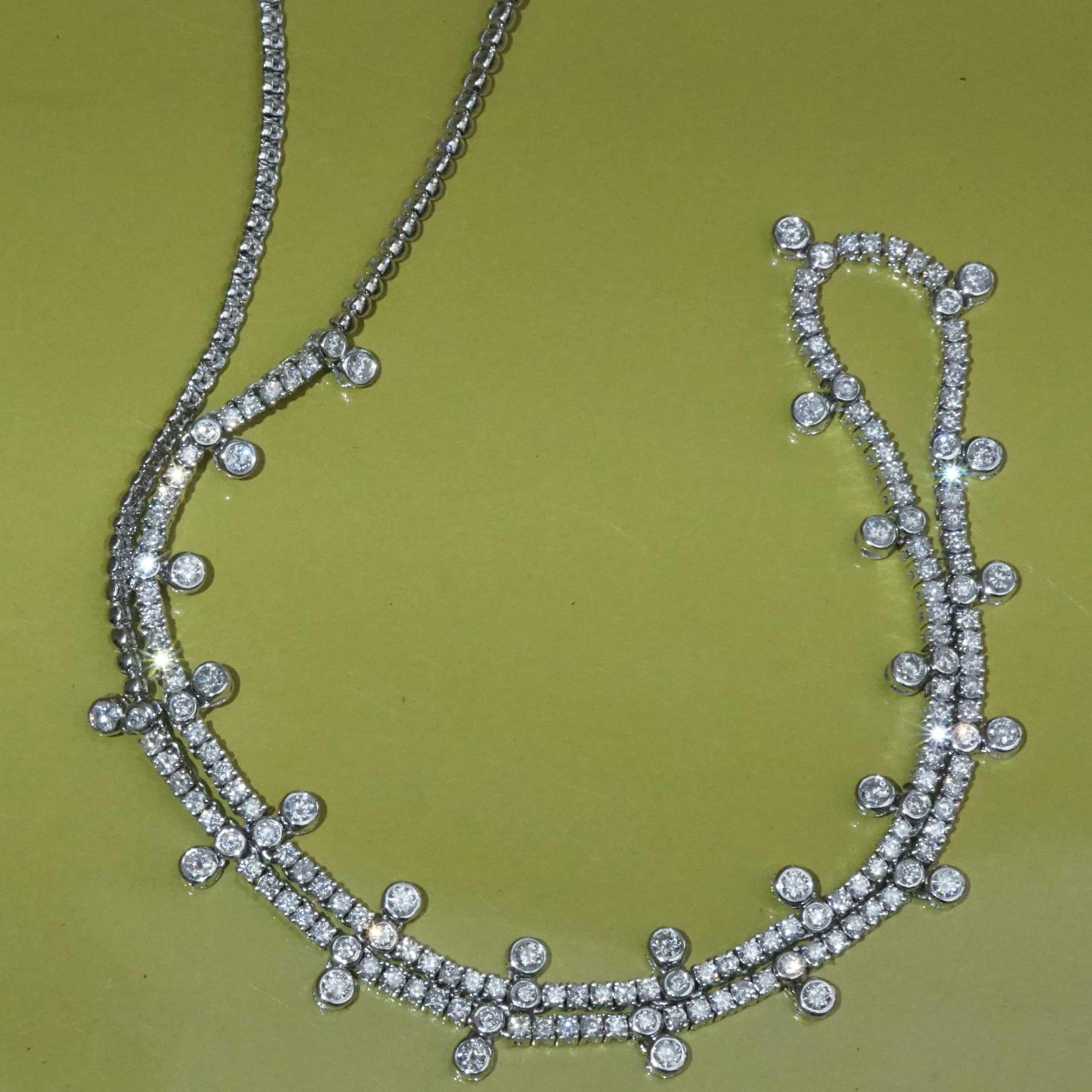 Brilliant Necklace 3.45 ct  170 Diamonds Gold Princess Jewelry Tennisnecklace For Sale 2