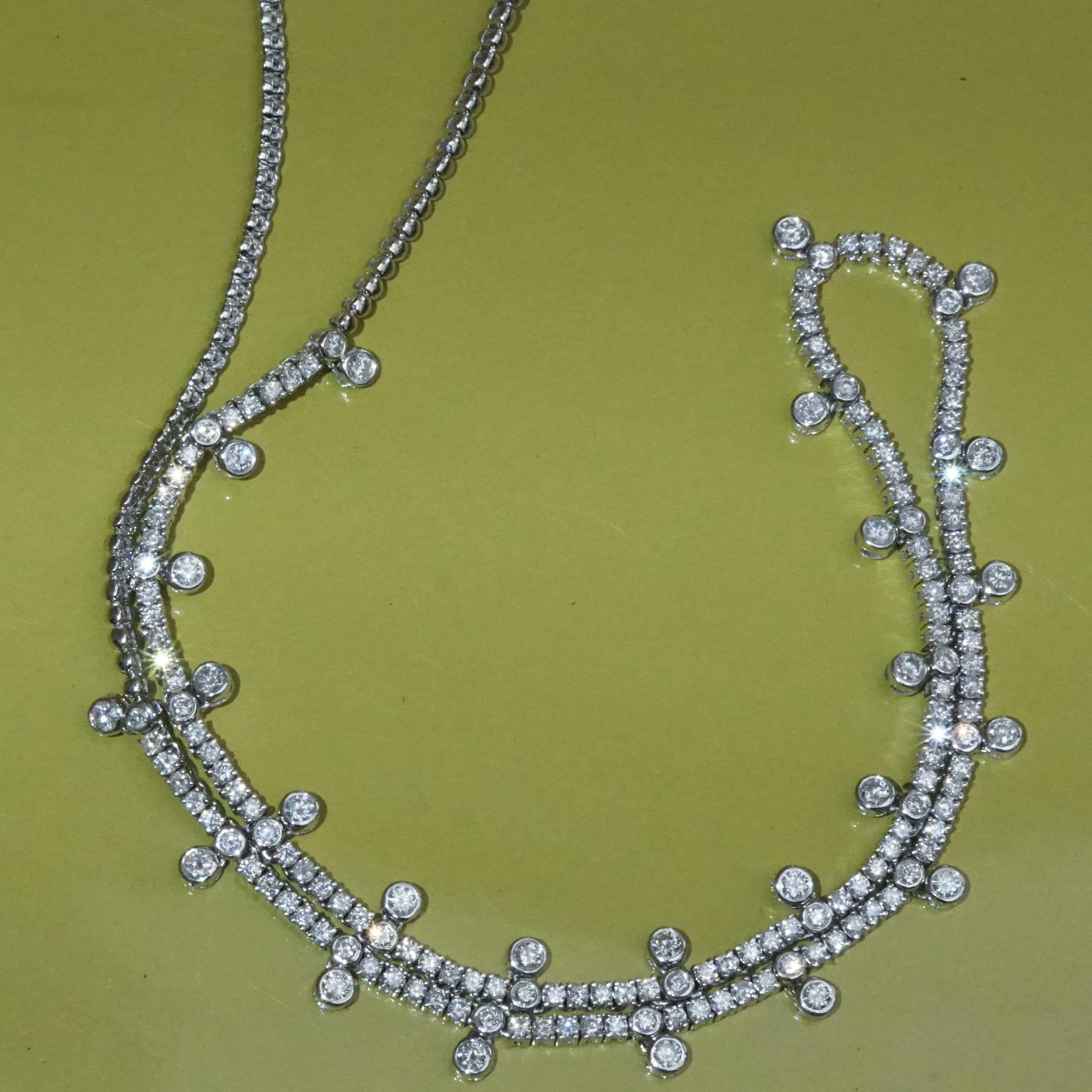 Collier Brilliante 3.45 ct  170 Diamants Or Princesse Bijoux Collier de Tennis en vente 2