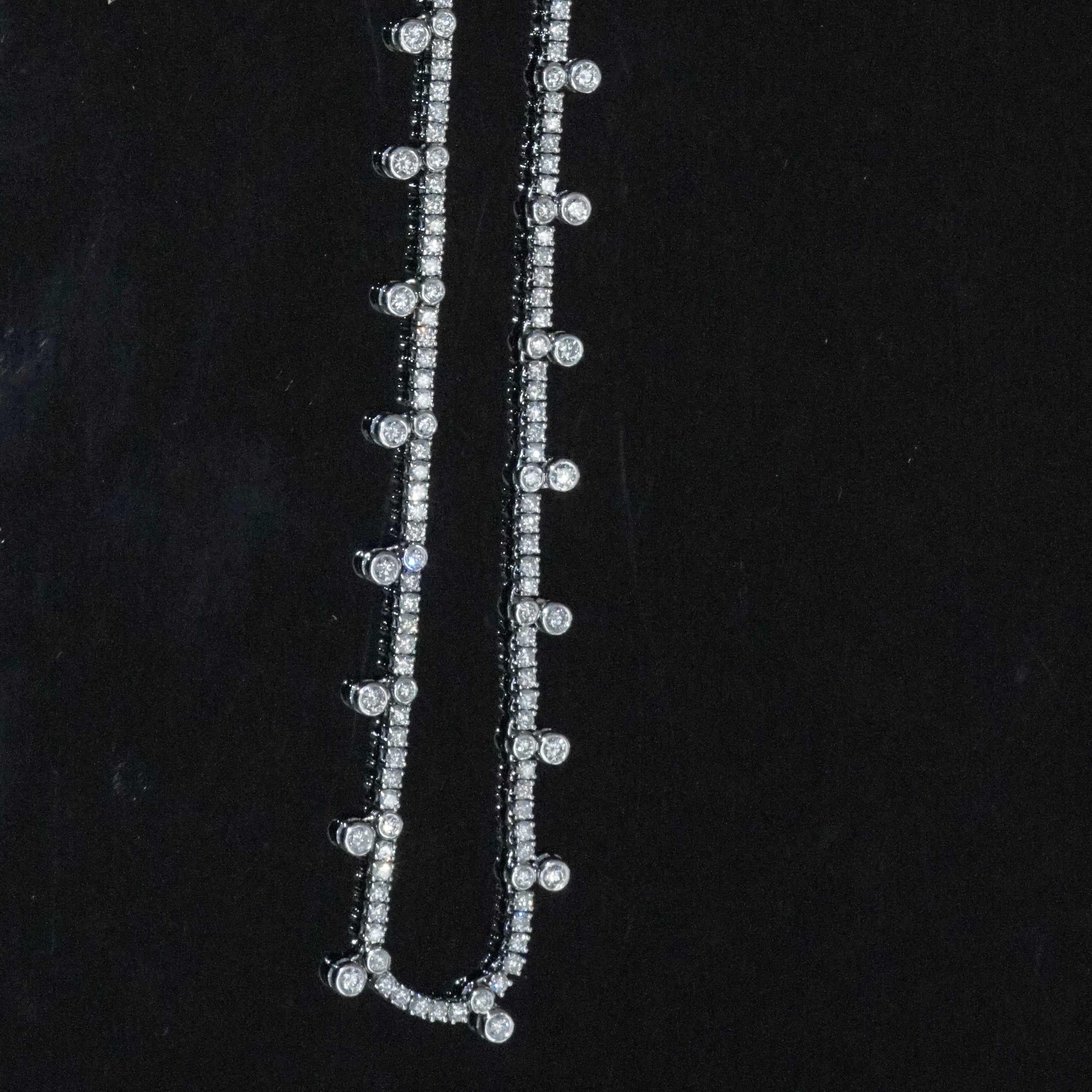 Brillant-Halskette 3,45 ct  170 Diamanten Gold Prinzessin-Schmuck-Tennishalskette im Angebot 3