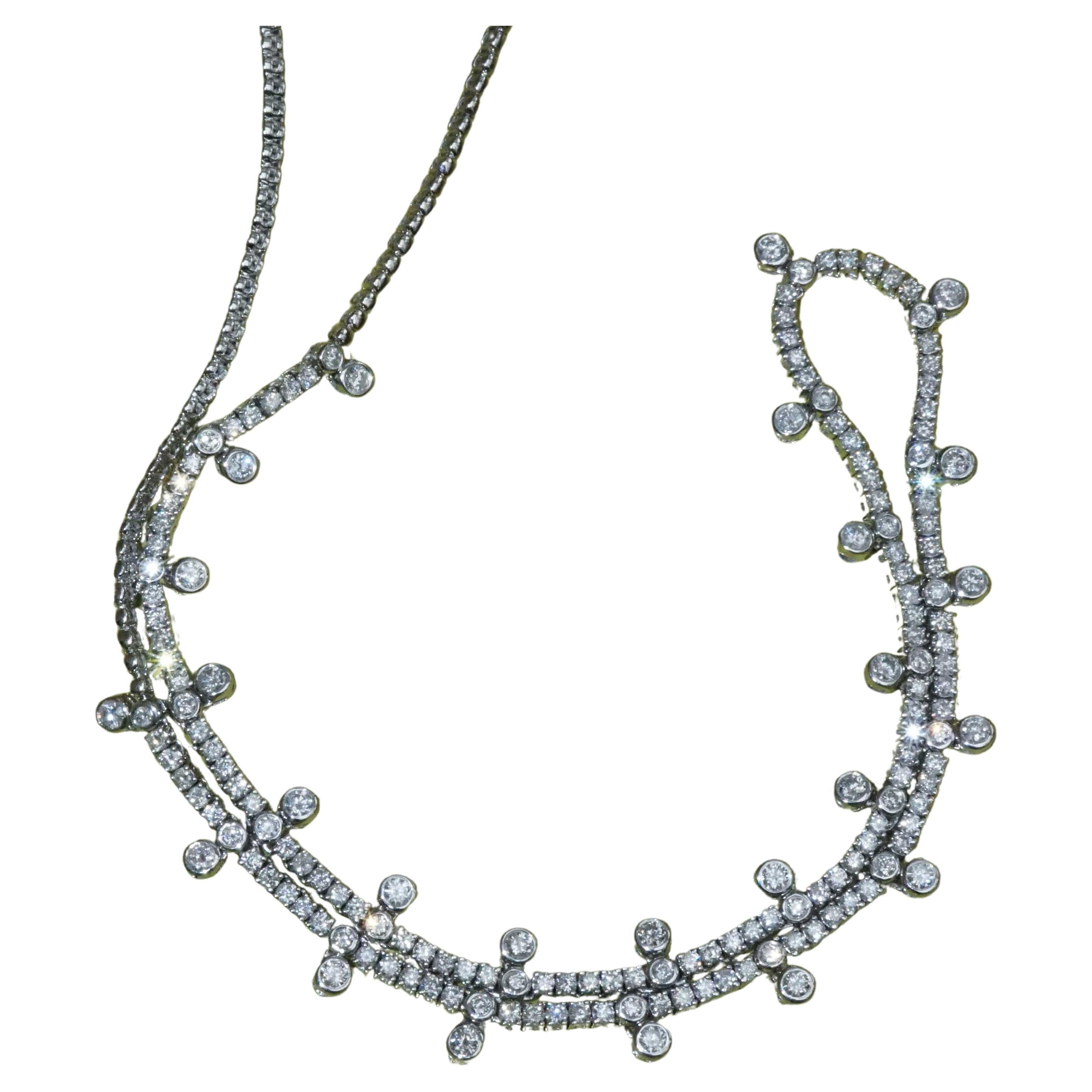 Brilliant Necklace 3.45 ct  170 Diamonds Gold Princess Jewelry Tennisnecklace For Sale