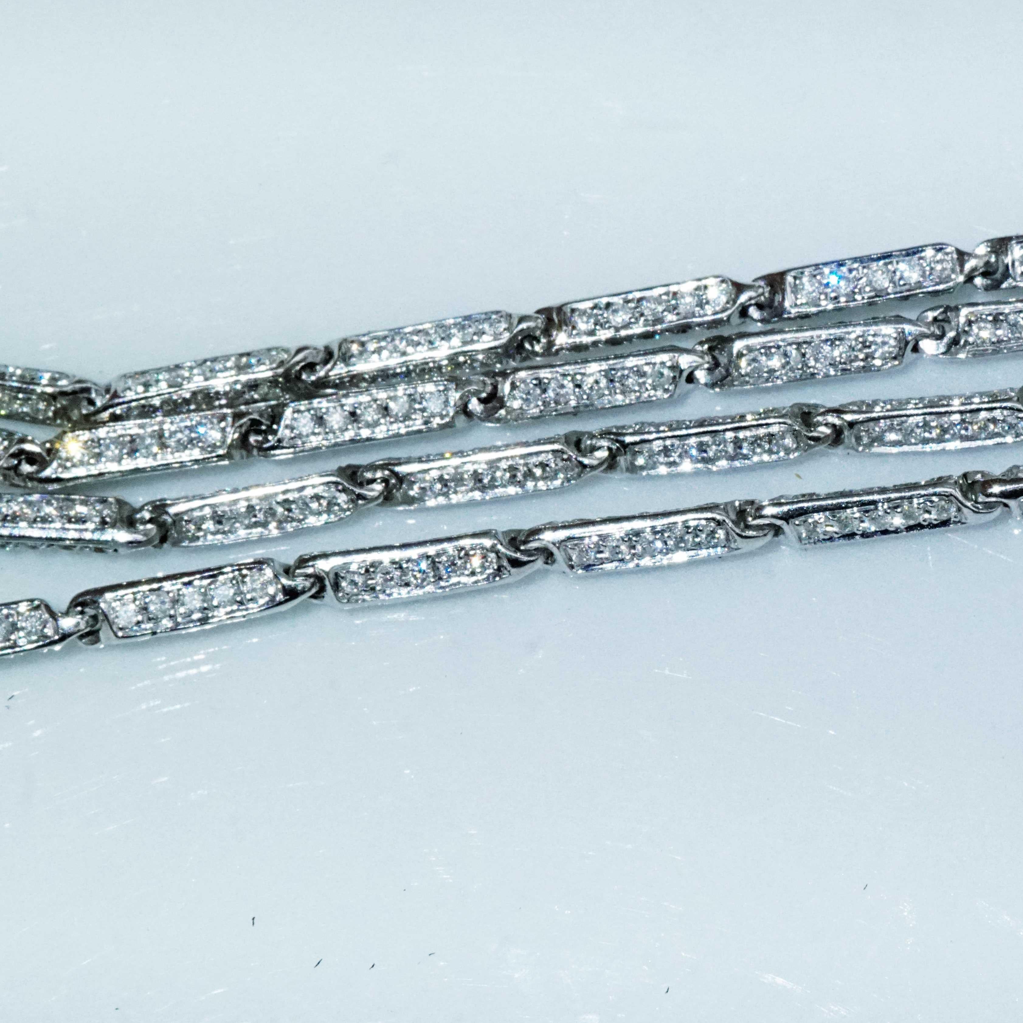 Collier Brilliante 6.65 carat 1050 Diamants OPERA Longueur 27 pouces entièrement mobile en vente 5