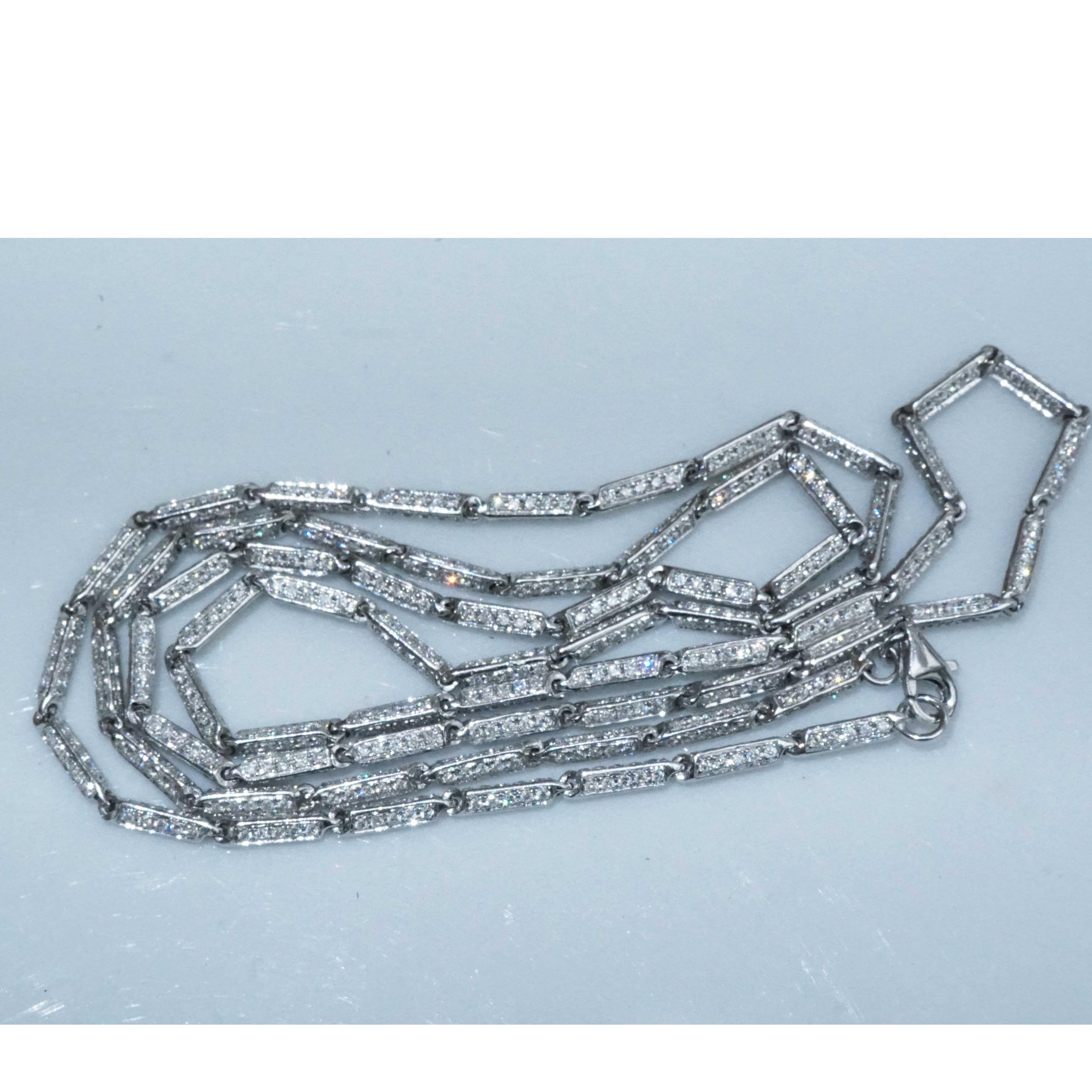 Brilliant Necklace 6.65 carat 1050 Diamonds OPERA Length 27 inch fully movable For Sale 7