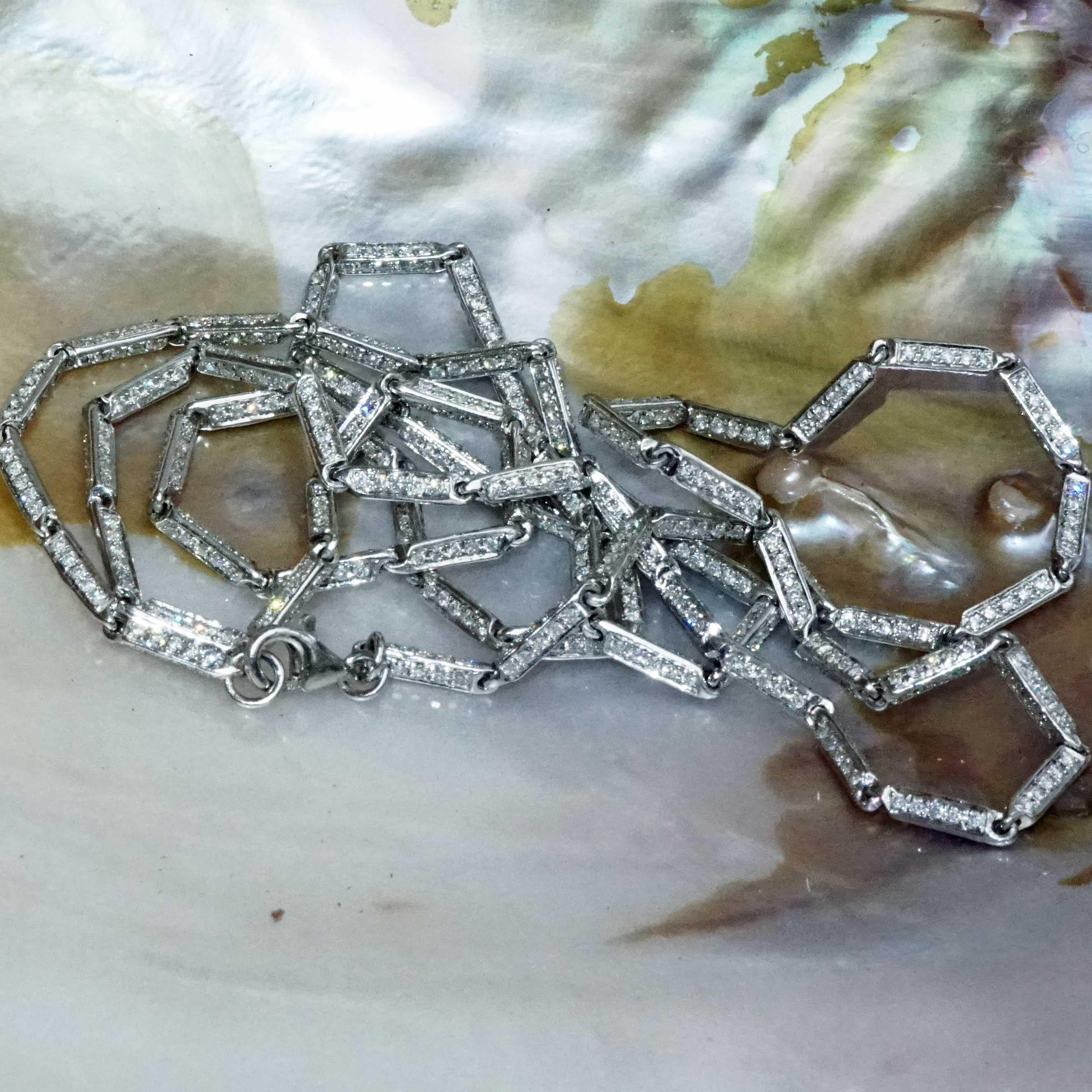 Brilliante Halskette 6,65 Karat 1050 Diamanten OPERA Länge 27 Zoll voll beweglich im Angebot 10
