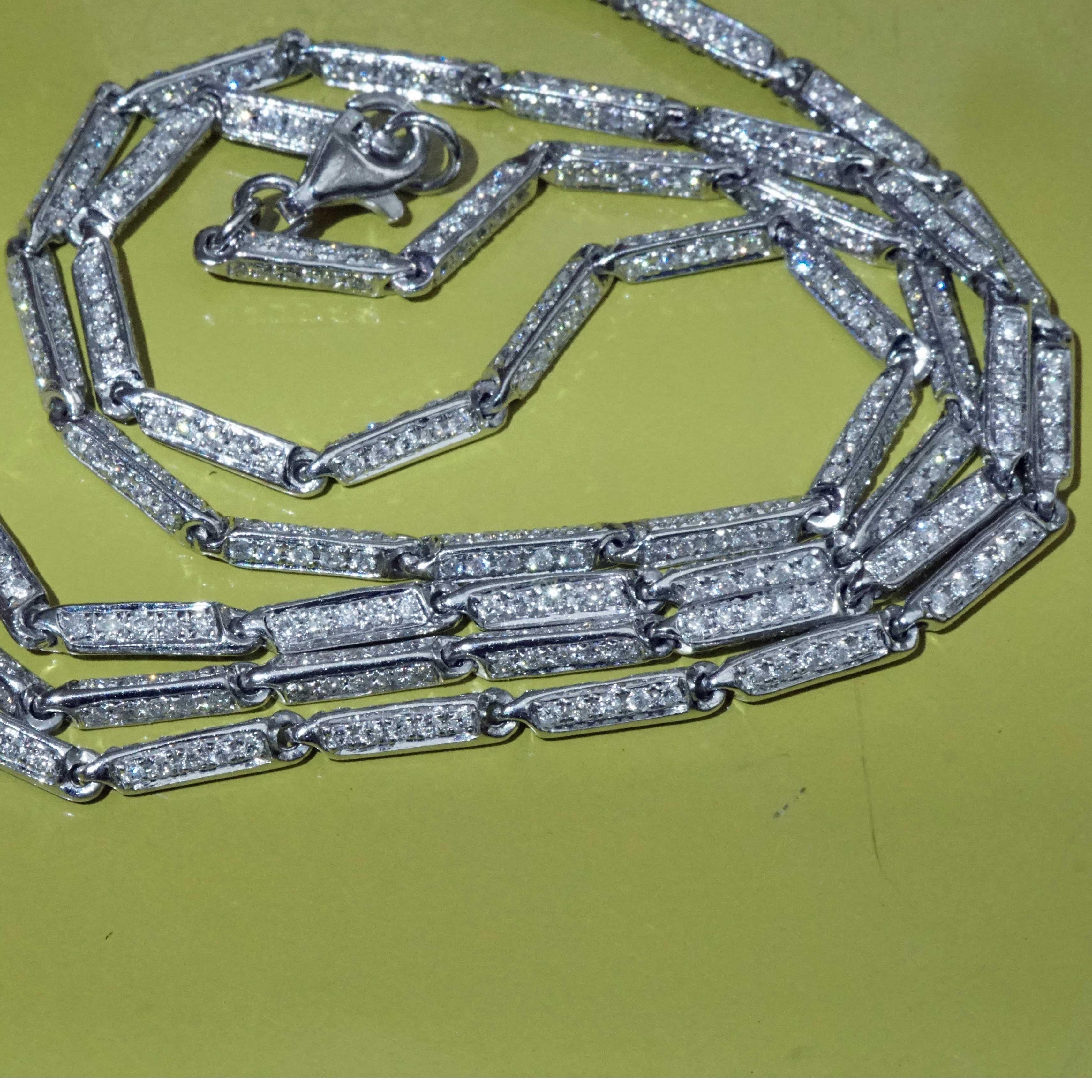 Modern Brilliant Necklace 6.65 carat 1050 Diamonds OPERA Length 27 inch fully movable For Sale