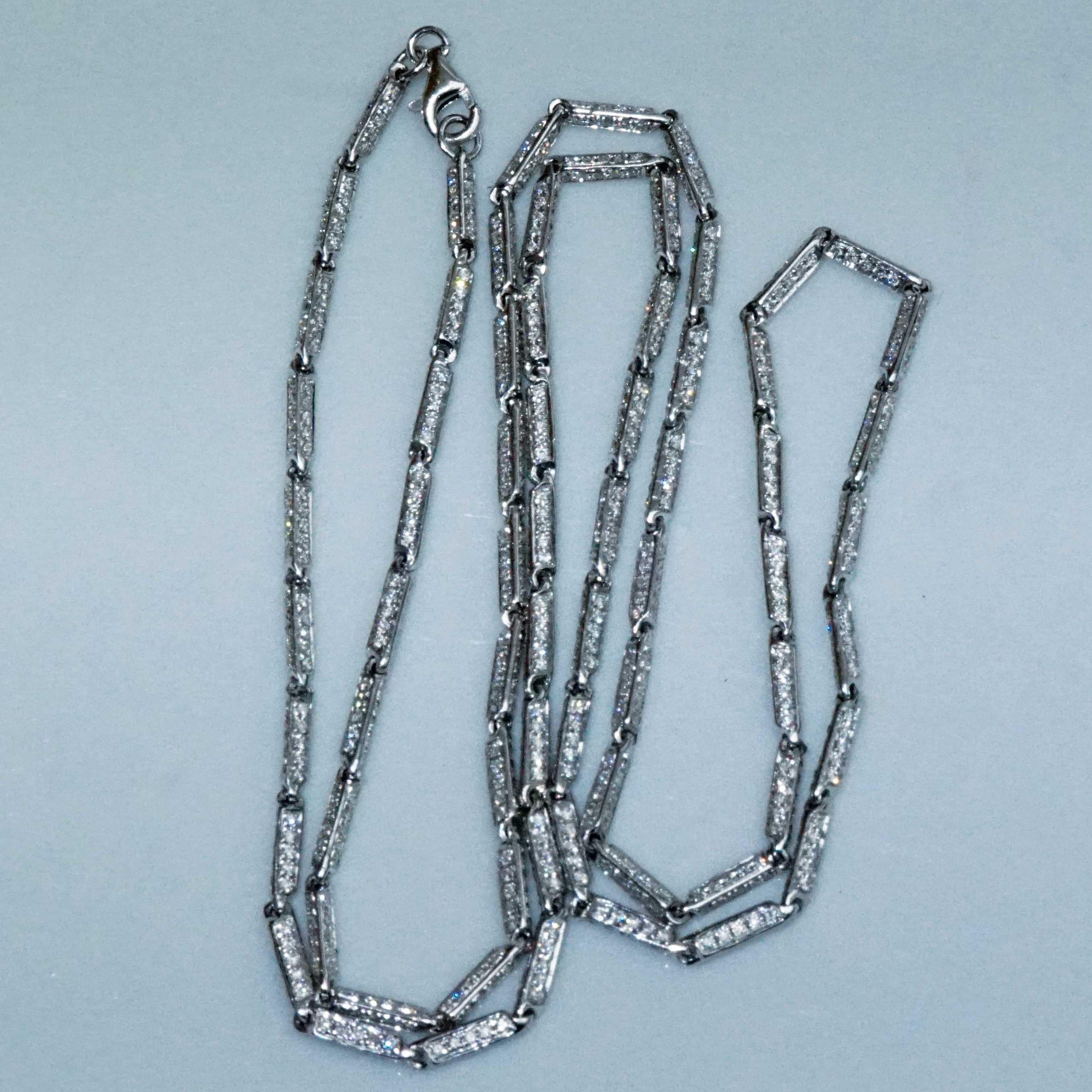 Brilliante Halskette 6,65 Karat 1050 Diamanten OPERA Länge 27 Zoll voll beweglich im Angebot 3