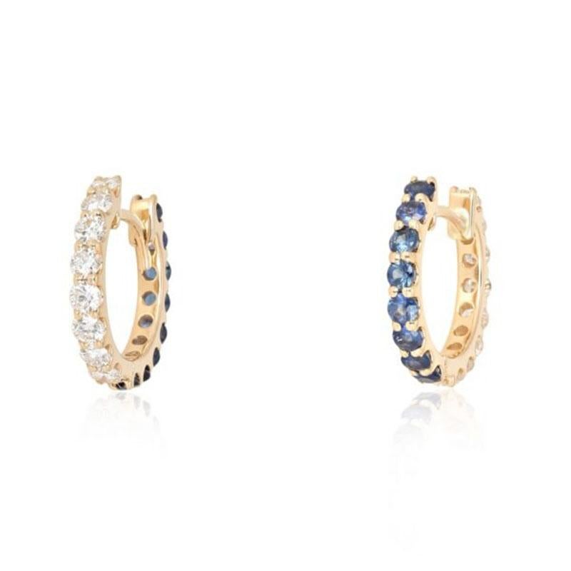 Brilliant Opal 14K Yellow Gold Huggies Diamond Earrings In New Condition For Sale In Los Angeles, CA