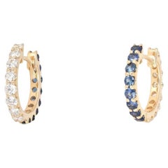 Brilliant Opal 14K Yellow Gold Huggies Diamond Earrings