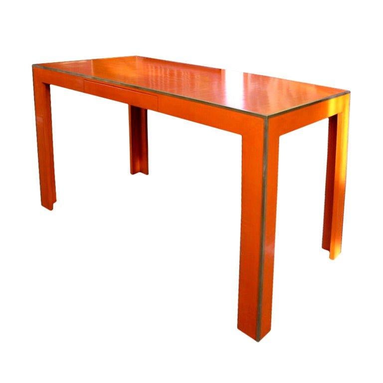 orange writing desk