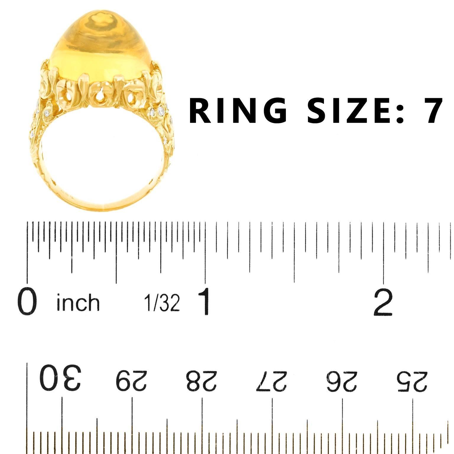 Women's Brilliant Organic Motif 1920s Citrine and Diamond-Set Gold Ring