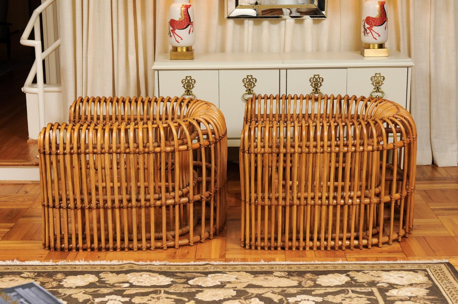 Brilliant Pair of Rattan and Cane Rib Series Club Chairs by Henry Olko, 1978 For Sale 6