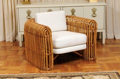 Brilliant Pair of Rattan and Cane Rib Series Club Chairs by Henry Olko, 1978