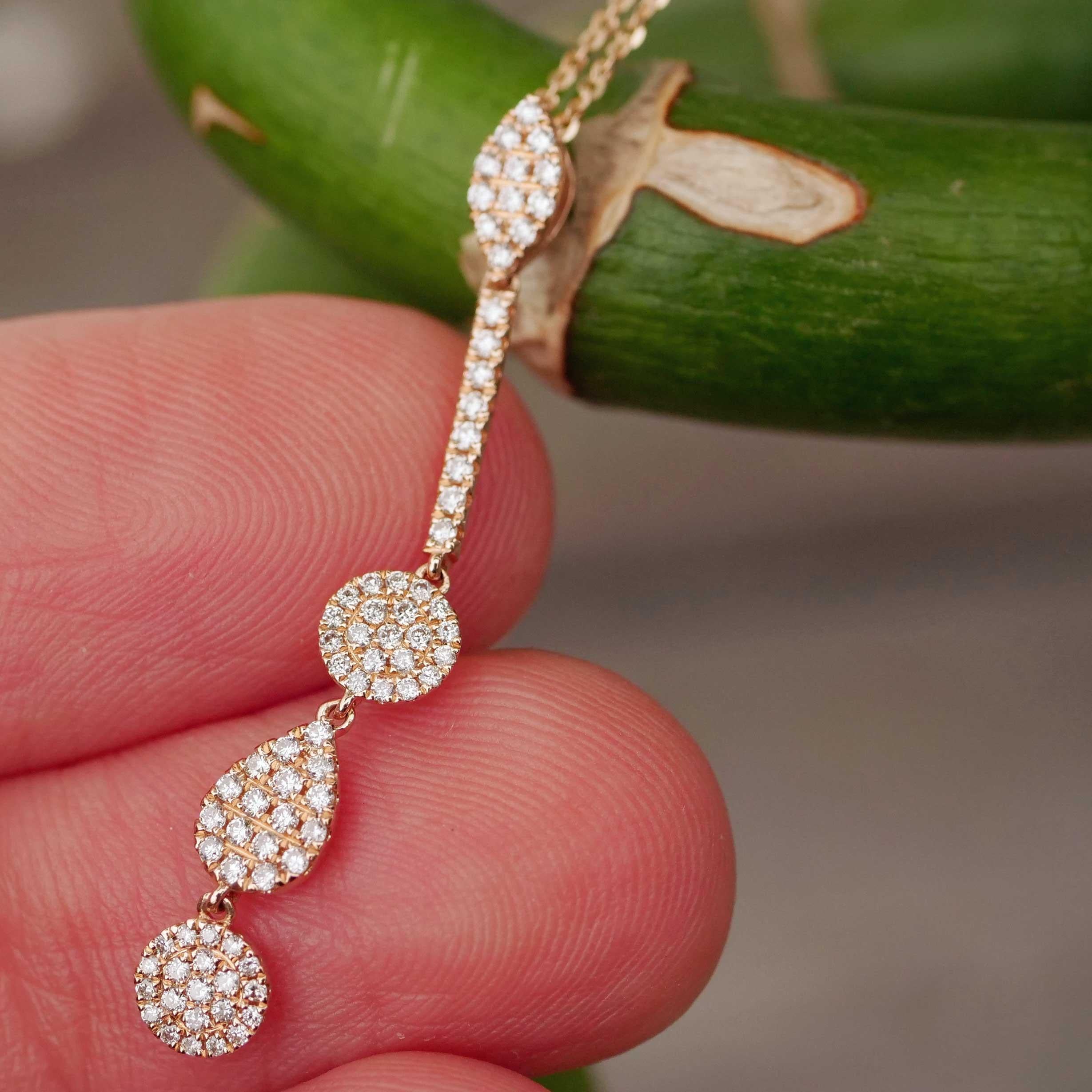 Ciondolo Brilliante con Catena in Oro Rosa 750 Petit Gioielli con tanto WOW in vendita 3