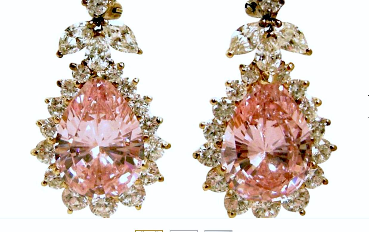 Women's Brilliant  Pink And Clear Crystal Drop Earrings For Sale
