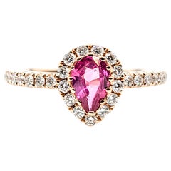 Brilliant Pink Sapphire & Diamond Engagement Ring in Rose Gold