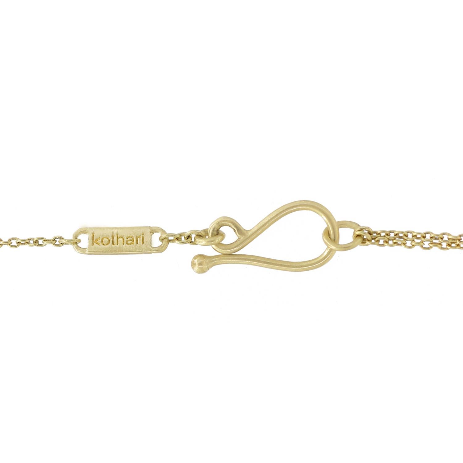 Artist Brilliant + Polki White Diamond Yellow Gold Fringe Bib Chain Necklace, Kothari For Sale