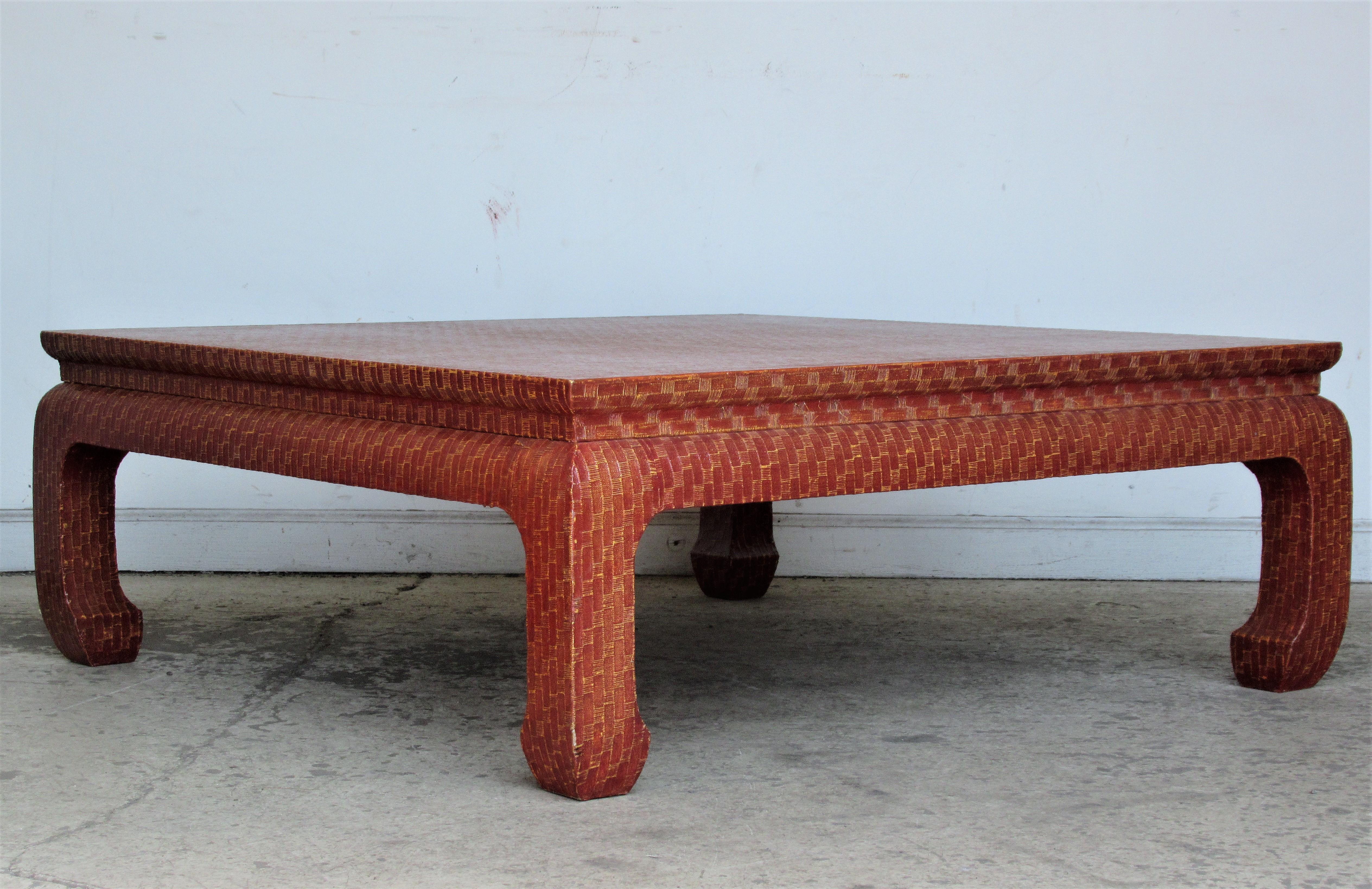   Brilliant Raffia Wrapped Ming style Coffee Table by Baker 5