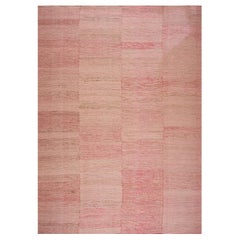 Tappeto a trama piatta in stile Shaker Style contemporaneo, colore di fondo rosa Brilliante 10 x 14