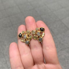 Boucles d'oreilles en mosaïque de diamants bruts en or, Brilliante, taille rose, Petra Class 2023