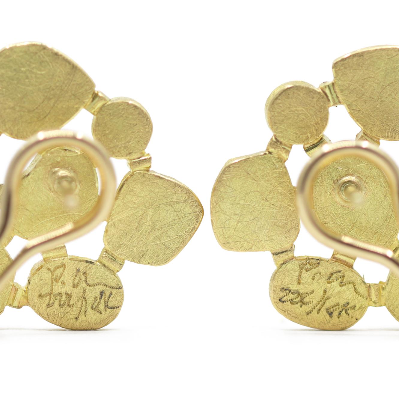 Brilliant, Rose-cut, Rough Diamond Gold Mosaic Stud Earrings, Petra Class 2023 In New Condition For Sale In Dallas, TX