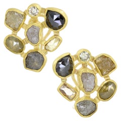 Brilliant, Rose-cut, Rough Diamond Gold Mosaic Stud Earrings, Petra Class 2023
