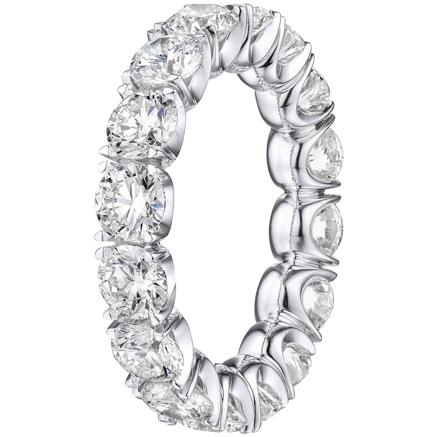 Brilliant Round 4.28 Carat Diamond Wedding Eternity Band Set in White Gold