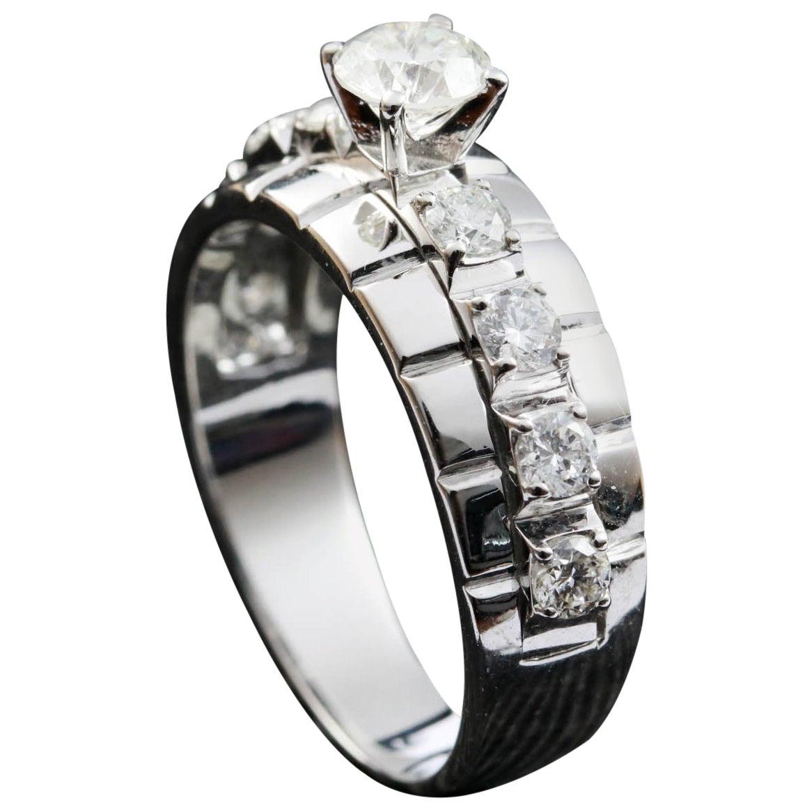 For Sale:  Brilliant Round Cut Diamond Engagement Ring in 18 Karat White Gold