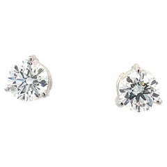 Brilliant Round Cut Diamond Solitaire Stud Earrings in 18K White Gold
