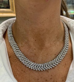 Brilliant Round Cut "V" Shape Diamond Necklace