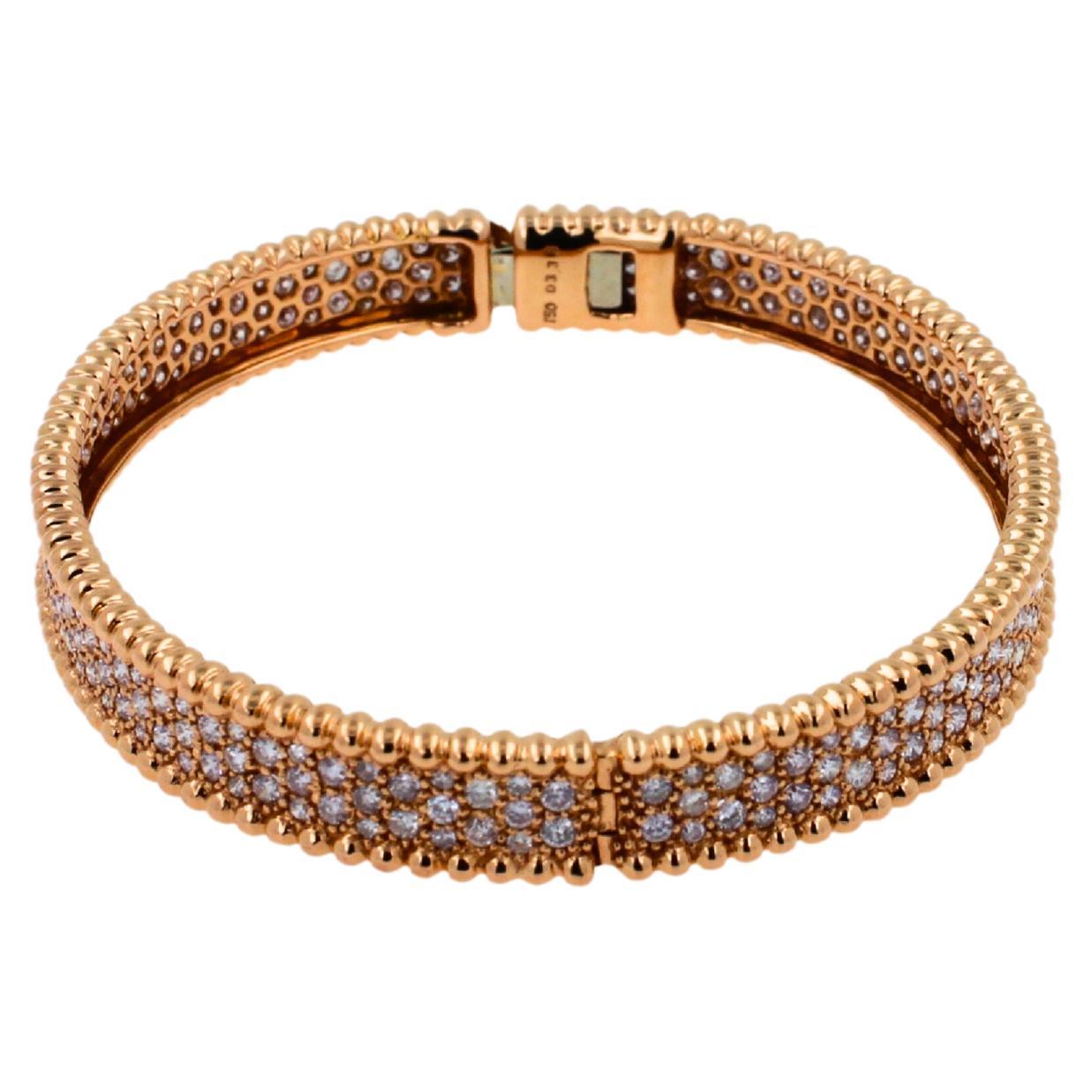 Armreif aus massivem 18 Karat Roségold mit runden Brillanten und Diamanten in Pavé-Perlen (Moderne) im Angebot