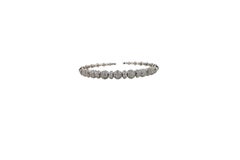 Brilliant Round Diamonds Pave Set Golden Bead White Gold Bangle Cuff Bracelet