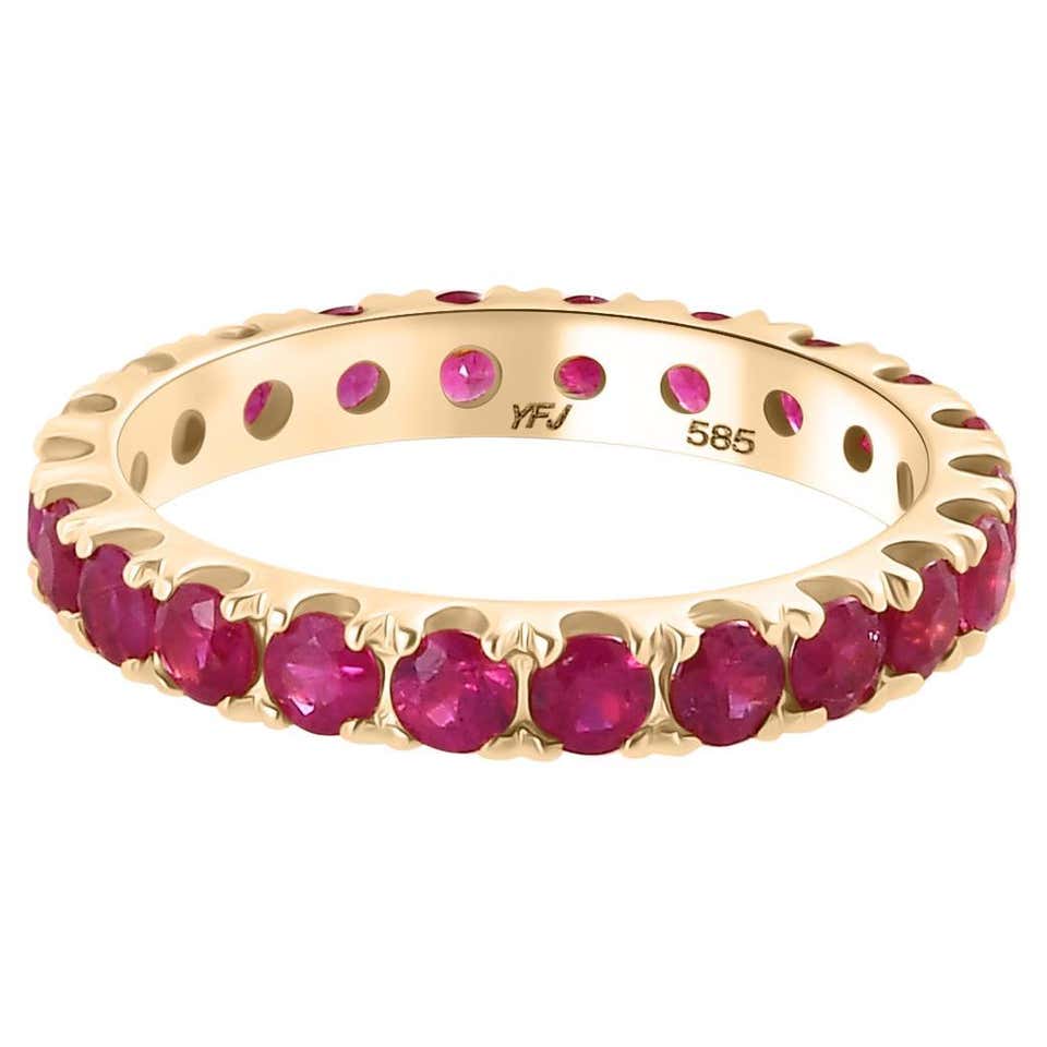 Stackable Ruby Ring Customizable Dainty Natural Ruby Everyday Stacking Band Ring in 18k ...