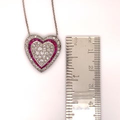 Brilliant Ruby and Diamond Heart Necklace