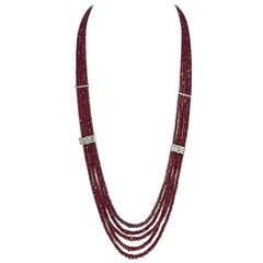Brilliant Set Ruby Necklace, 750 Gold