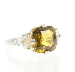 AJD Fiery Natural Real Sri Lankan 6.5 Carat Zircon & White Sapphire Silver Ring