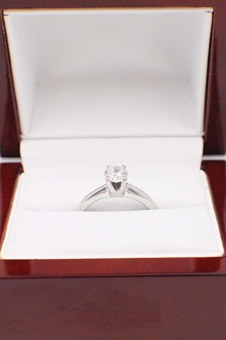 Brilliant Star Round Diamond Engagement Ring 0.53 Carat 14 Karat White ...