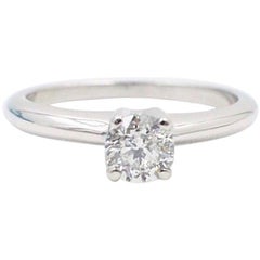 Brilliant Star Round Diamond Engagement Ring 0.53 Carat 14 Karat White Gold