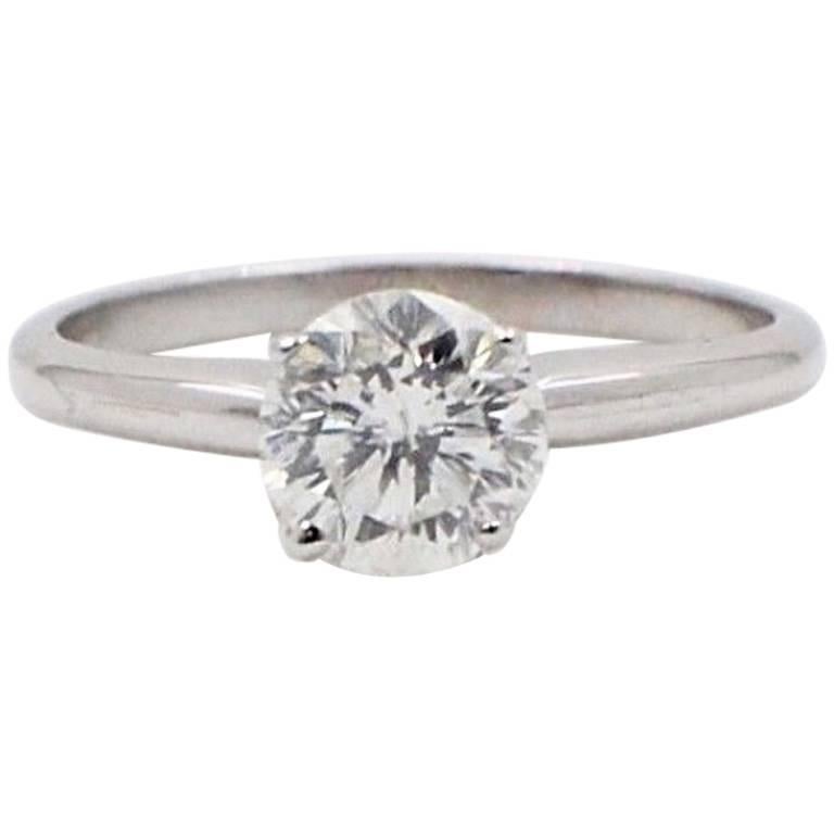 Brilliant Star Round Diamond Solitaire Ring 1.05 Carat in 14 Karat White Gold For Sale