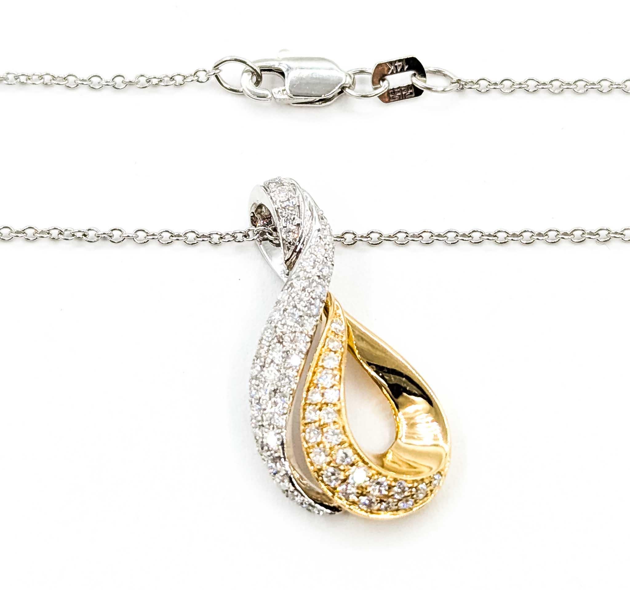 Contemporain Pendentif Brilliante avec diamants de 0,50ctw en or bicolore 14k en vente
