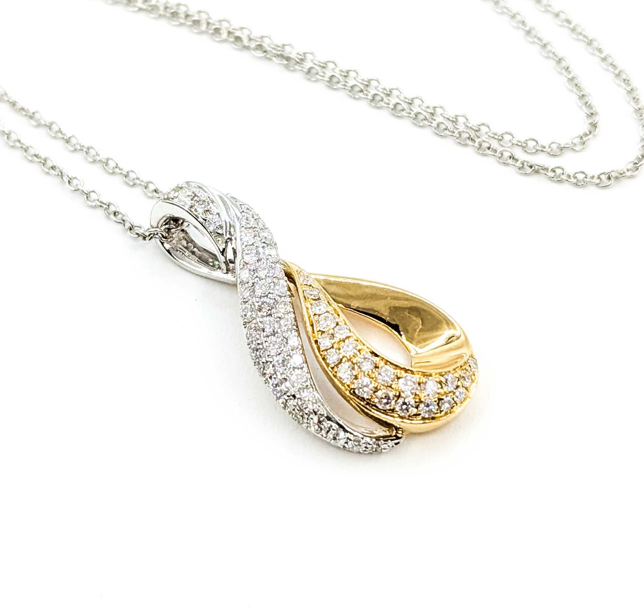 Taille ronde Pendentif Brilliante avec diamants de 0,50ctw en or bicolore 14k en vente