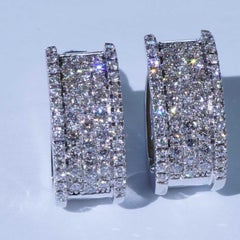 Brilliant three-quarter Hoop Earrings 0.69 ct 750 White Gold TW VS made in Italy